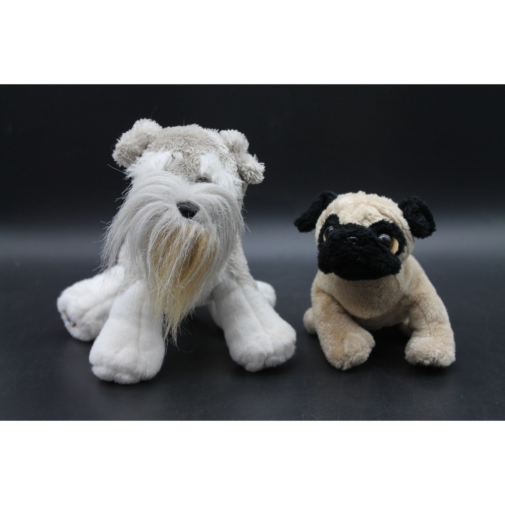 Webkinz Schnauzer & Lil Kinz Pug Plush Lot of 2 NO CODE Ganz Stuffed Dogs